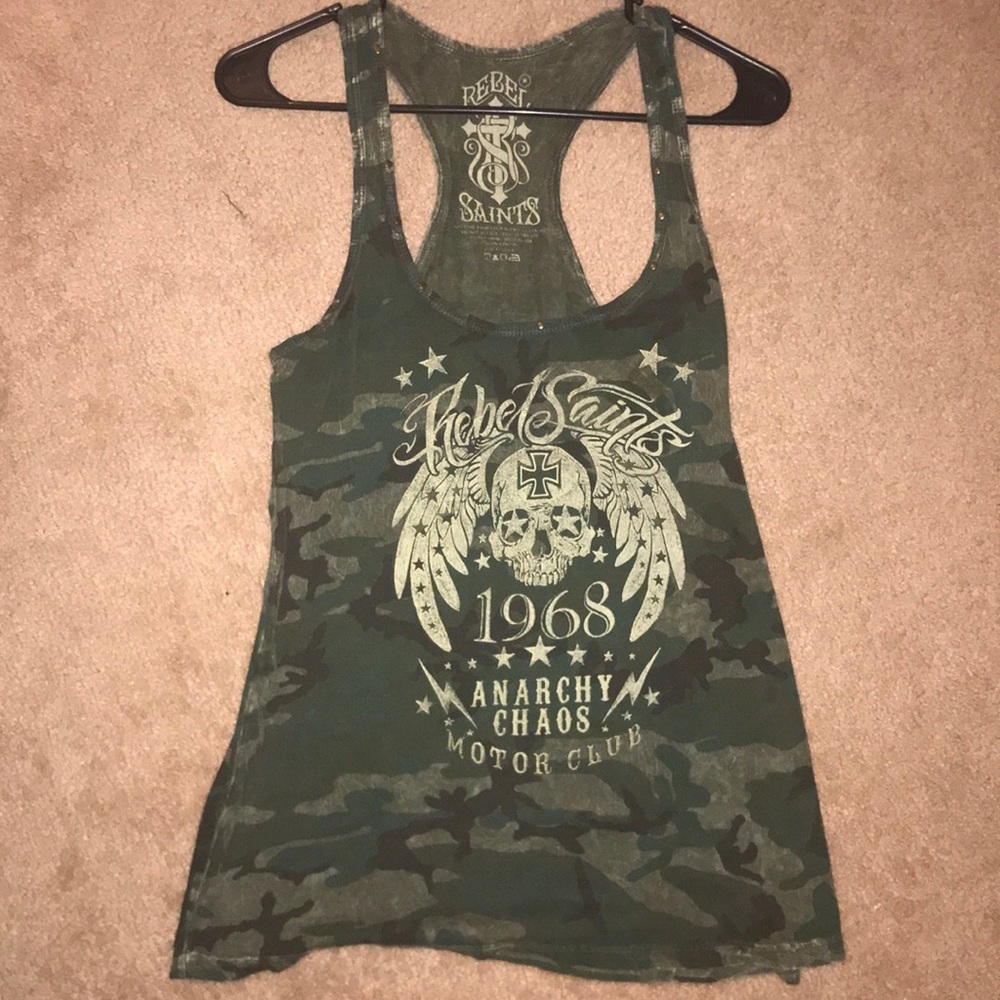 Used Rebel Saints by Affliction tank top!